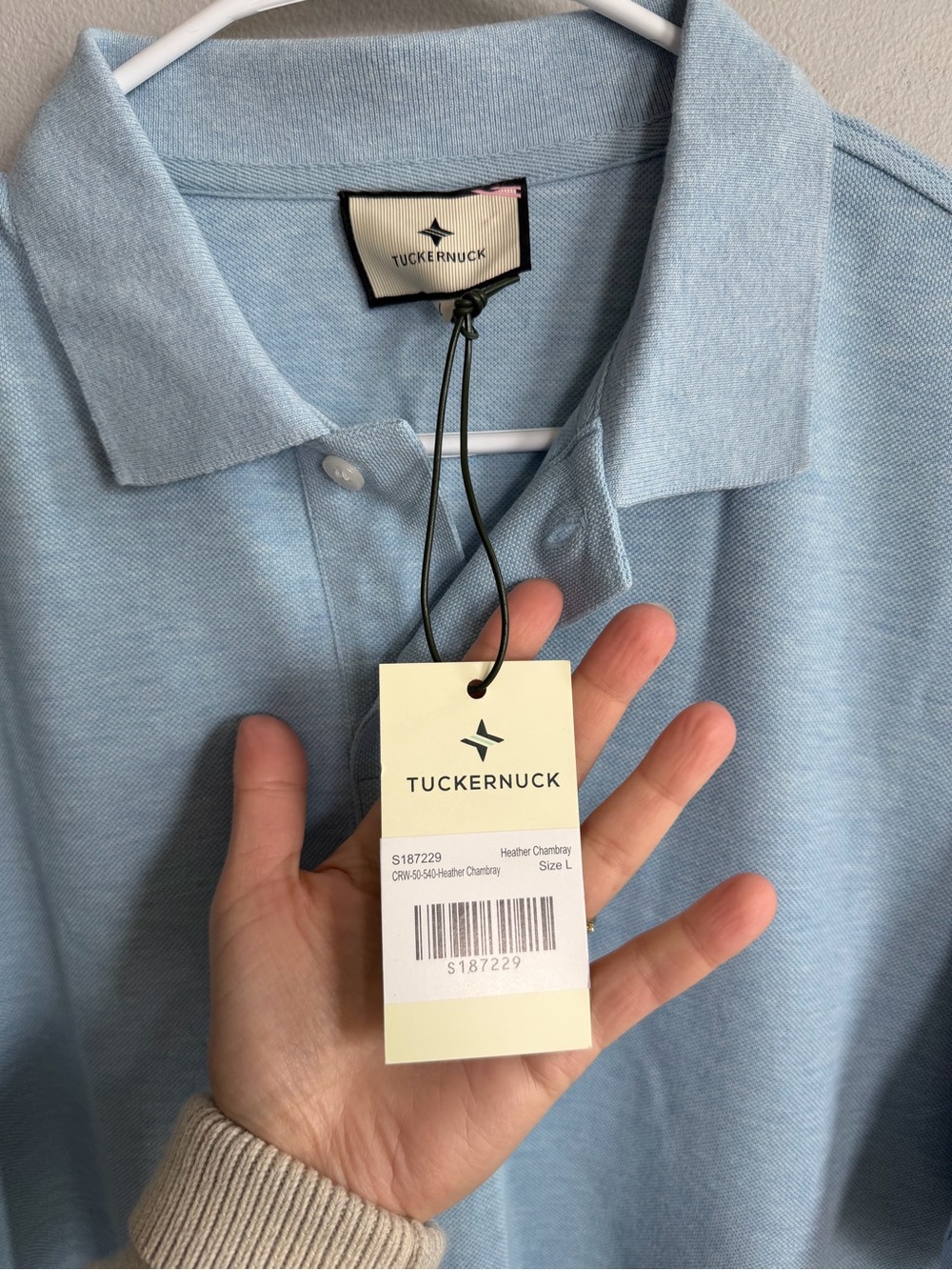 NWT Tuckernuck Polo Short Sleeve Dress Light Blue L Cotton - Picture 2 of 5